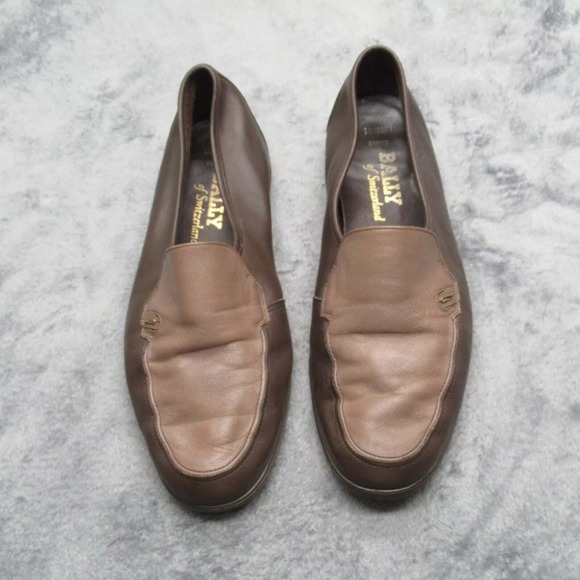 Bally Dress Shoes Mens 8 E Brown Leather Slip‎ On Switzerland Rare Two Tone main image 13